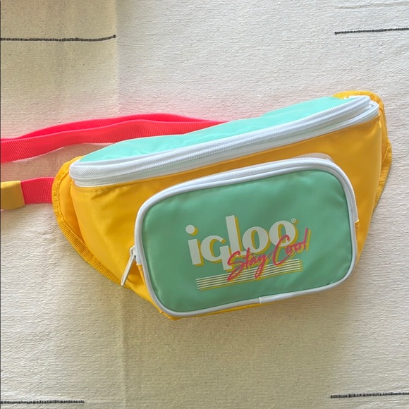 Igloo Handbags - Igloo Yellow & Mint Colorblock Fanny Pack with Pink Strap